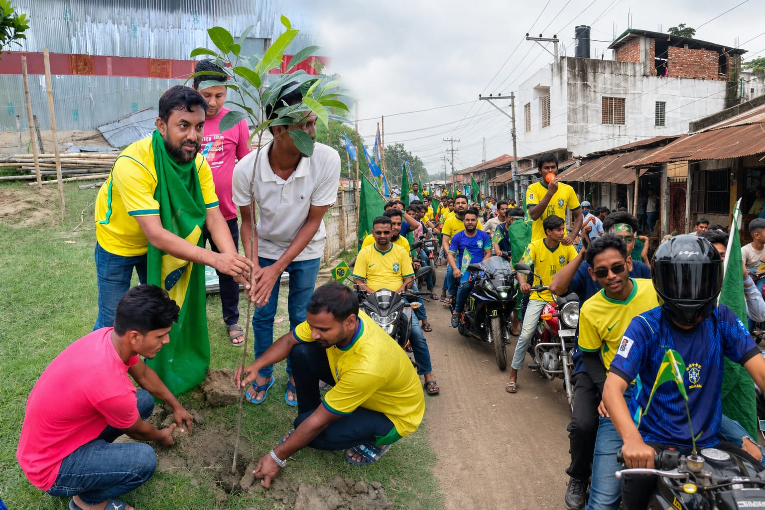 ৫ বারের বিশ্বচ্যাম্পিয়ন ব্রাজিলকে শুভকামনা জানিয়ে বদরগঞ্জে বর্ণাঢ্য র‍্যালি