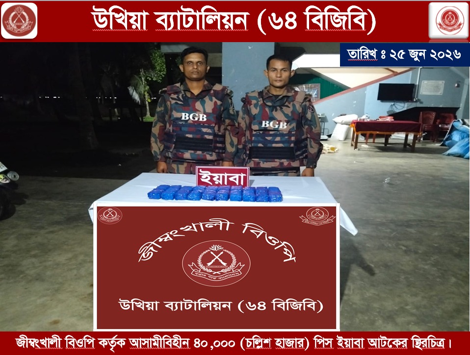 উখিয়ায় বিজিবি’র অভিযানে মালিকবিহীন ৪০,০০০ পিস ইয়াবা উদ্ধার